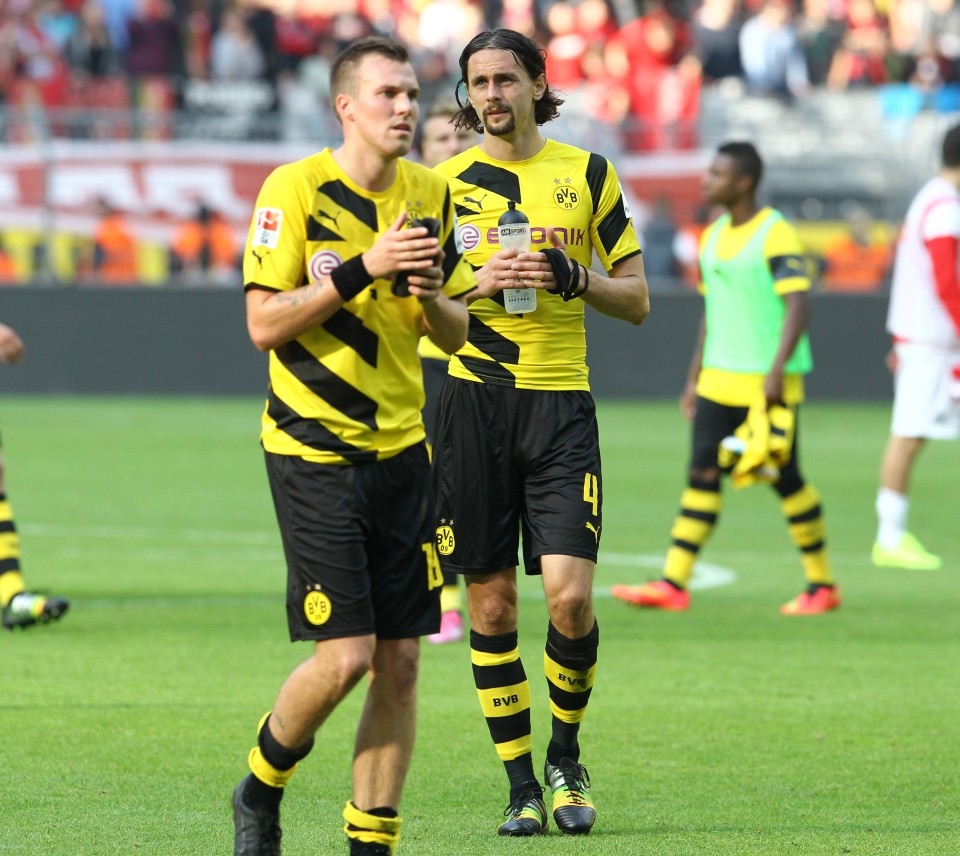 Kevin Großkreutz und Neven Subotic beim Spiel gegen Freiburg im Jahre 2014